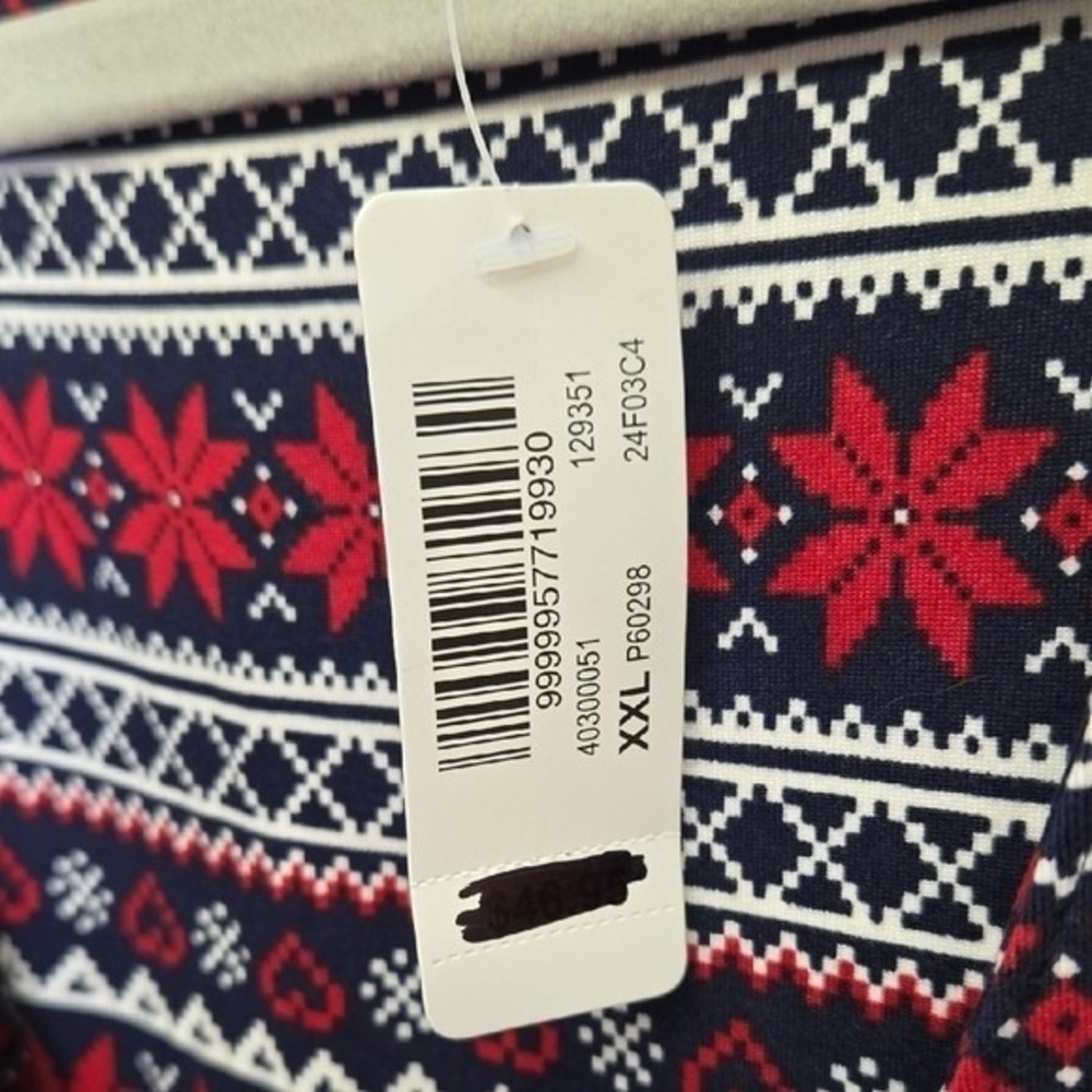 La Vie En Rose One Piece Pajamas Sleepwear, Fair Isle Winter Pattern, XXL, New - Picture 8 of 10
